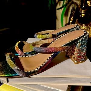 Betsy Johnson multi-colored rhinestone heels size 10
